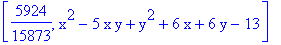 [5924/15873, x^2-5*x*y+y^2+6*x+6*y-13]